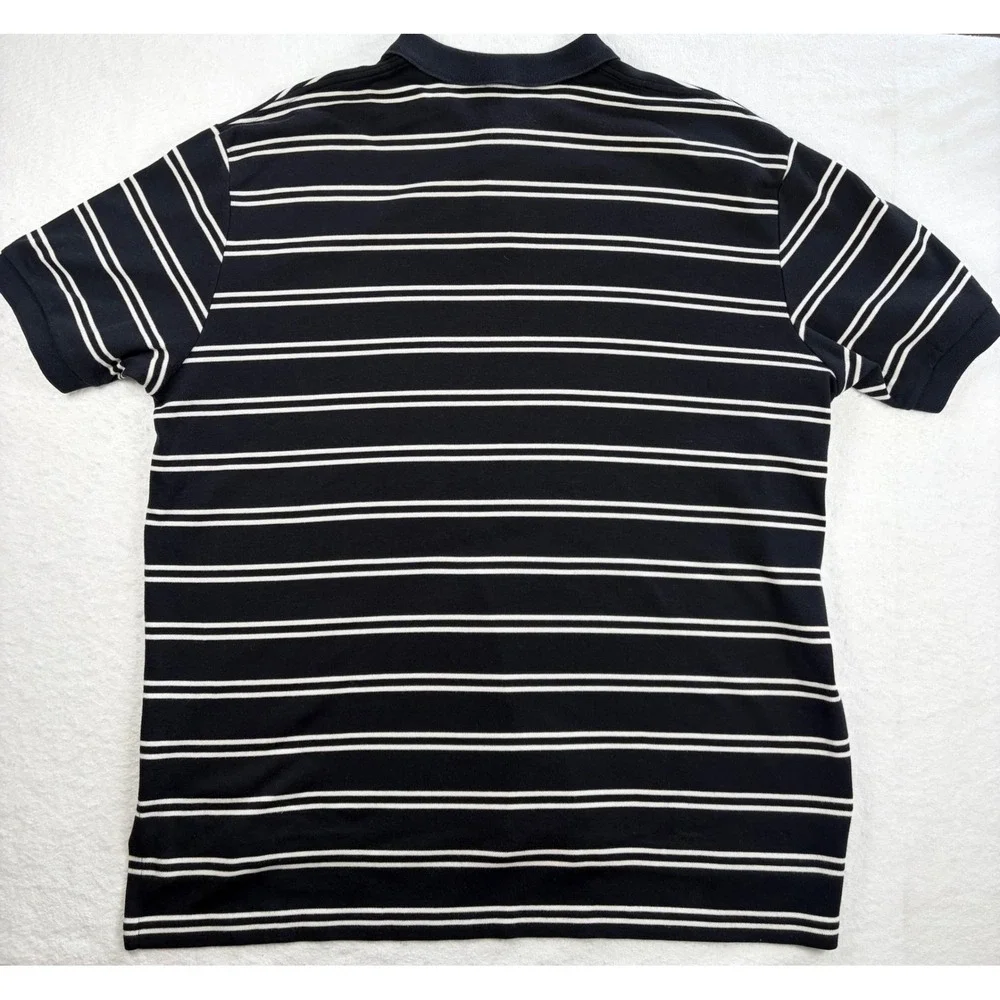 Polo Ralph Lauren Mens XL Navy Blue White Striped Short Sleeve Polo Shirt Cotton